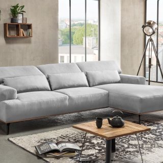 Hoekbank FORMANA met longchair links stof zilver