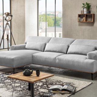 Hoekbank FORMANA met longchair rechts stof zilver