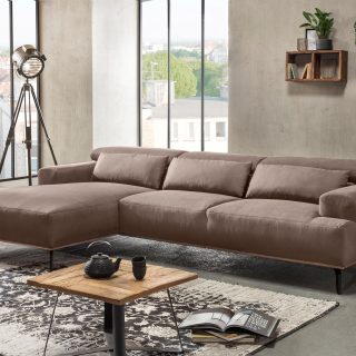 Hoekbank FORMANA met longchair rechts stof bruin