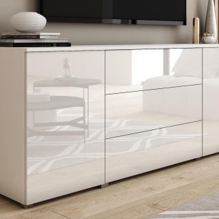 Dressoir PARLO 2 deuren 3 lades wit/hoogglans wit