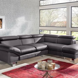 Converteerbare hoekbank DODGE hoek met longchair rechts eco-leder zwart